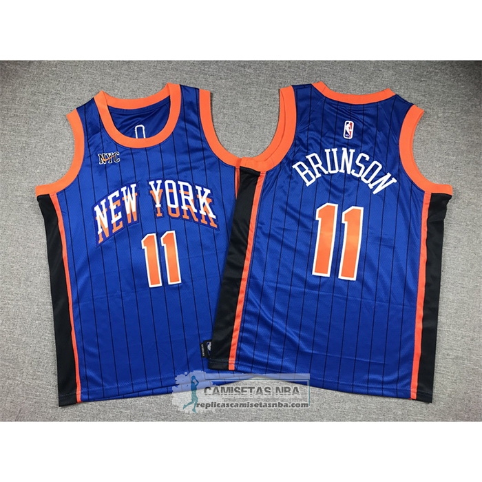 Camiseta Nino New York Knicks Jalen Brunson NO 11 Ciudad 2023-24 Azul